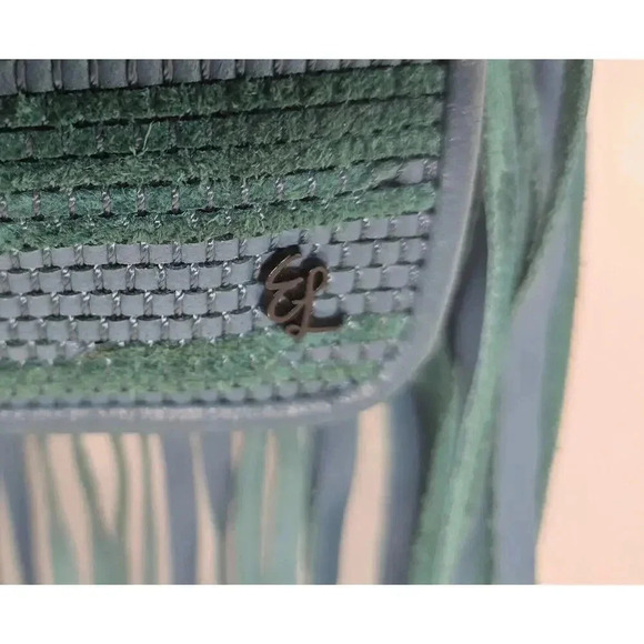 NWOT Elliott Lucca Melaya Bali '89 Crossbody Fringed Teal Leather/Clutch Bag - Picture 3 of 11